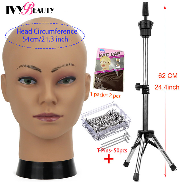 Silver Tripod Wig Stand With Mannequin Head For Wigs Making Styling  Adjustable Tripod Stand With Bald